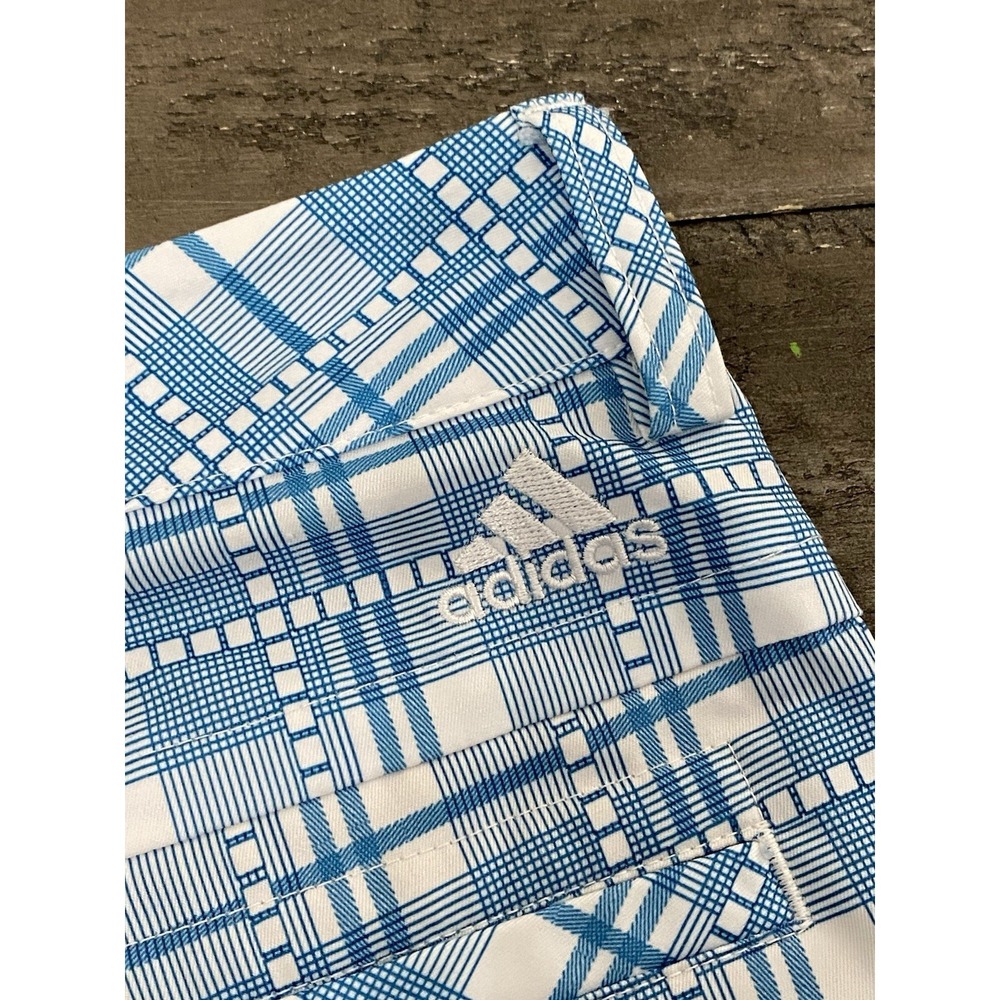 ADIDAS CLIMALITE Men's Flat Front Golf Shorts Blue White Plaid Size 30 02021009 - Picture 11 of 11